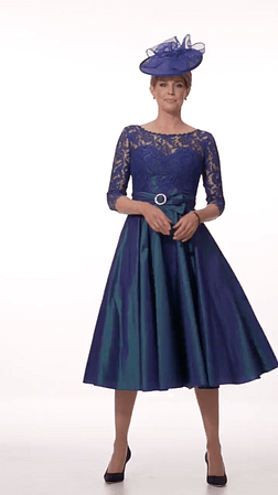 Taffeta And Lace Tea Length 50’s Circular Skirt Dress