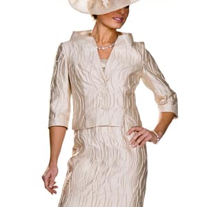 Joyce Young mother of the bride dress and short cropped jacket non traditional non frumpy