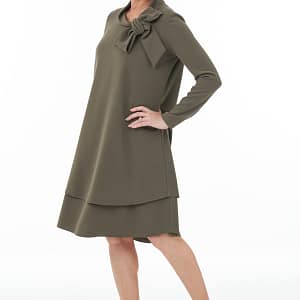 Olive Bow Neck Dress