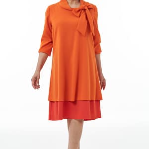 Mandarin and Orange Bow Neck Dress