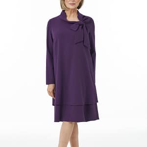 Purple Bow Neck Dress