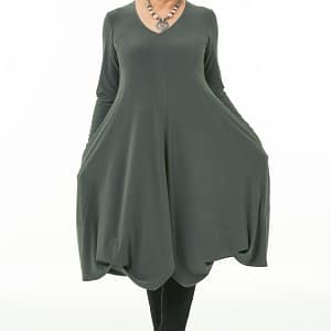 Olive Long Sleeve Knit Bubble Dress