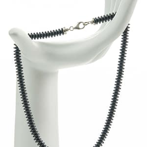 Black Beaded Necklace with Silver Bar Detail