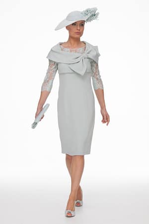 Duck Egg Lace Dress Bow Jacket