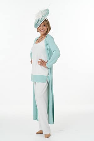 Mint and ivory trouser outfit