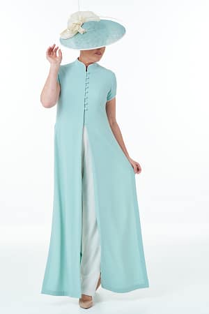 Mint ivory Oriental Coat and trousers-00004