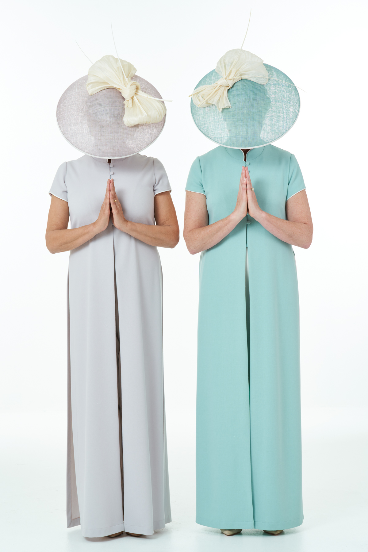 Pebble and Mint and Ivory Oriental Coat and Trousers