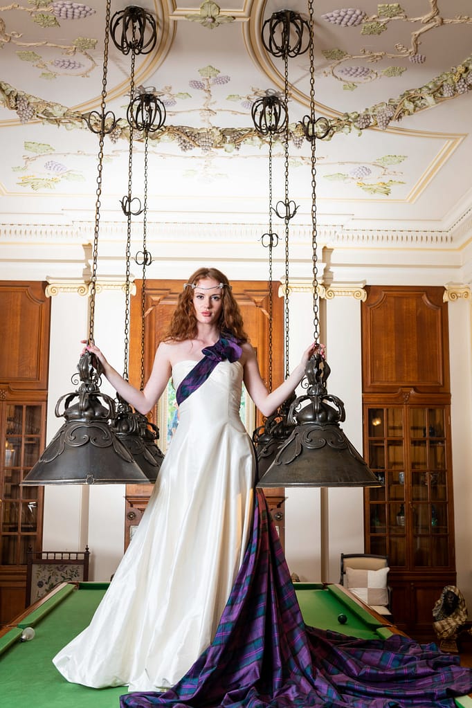 Joyce Young tartan wedding dress