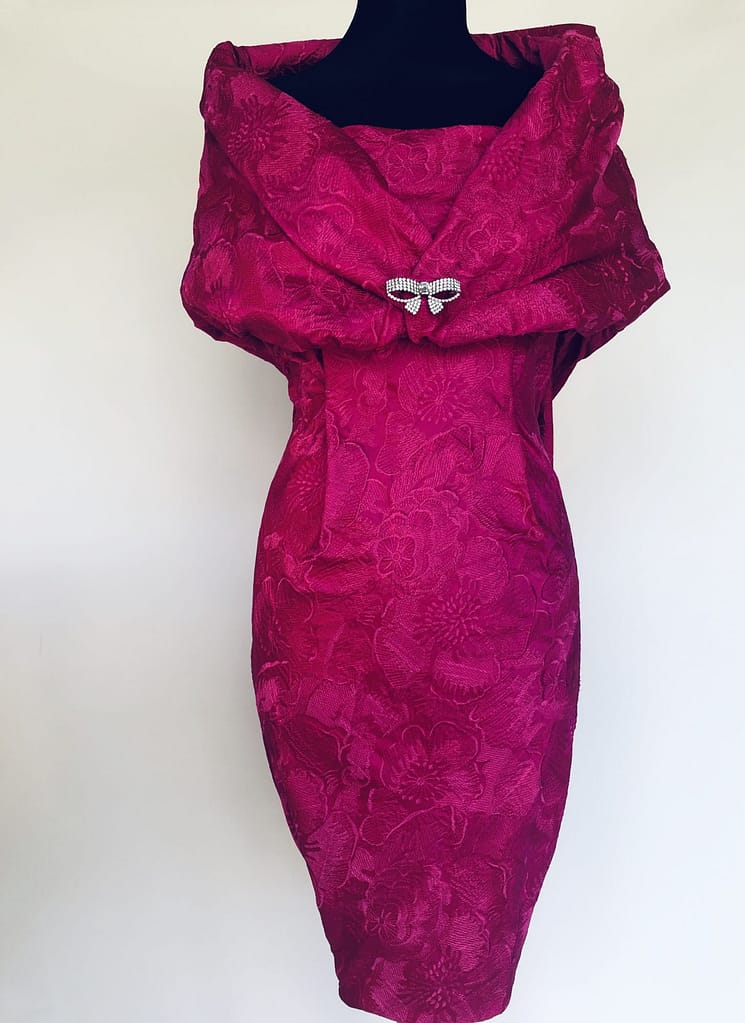 fabric edit Bright pink embroidered silk