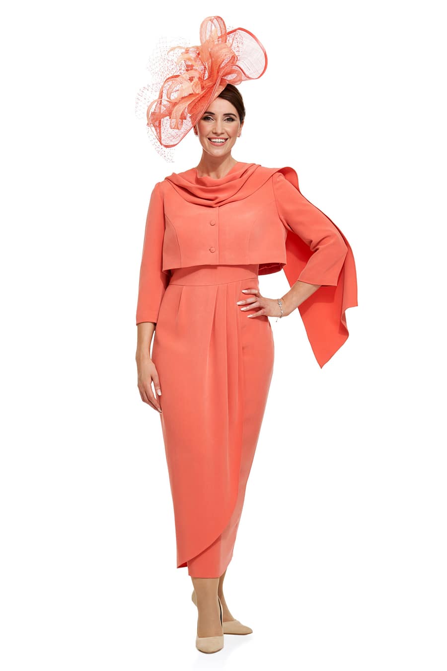 Cropped Jacket over Tulip Dress and Wrap