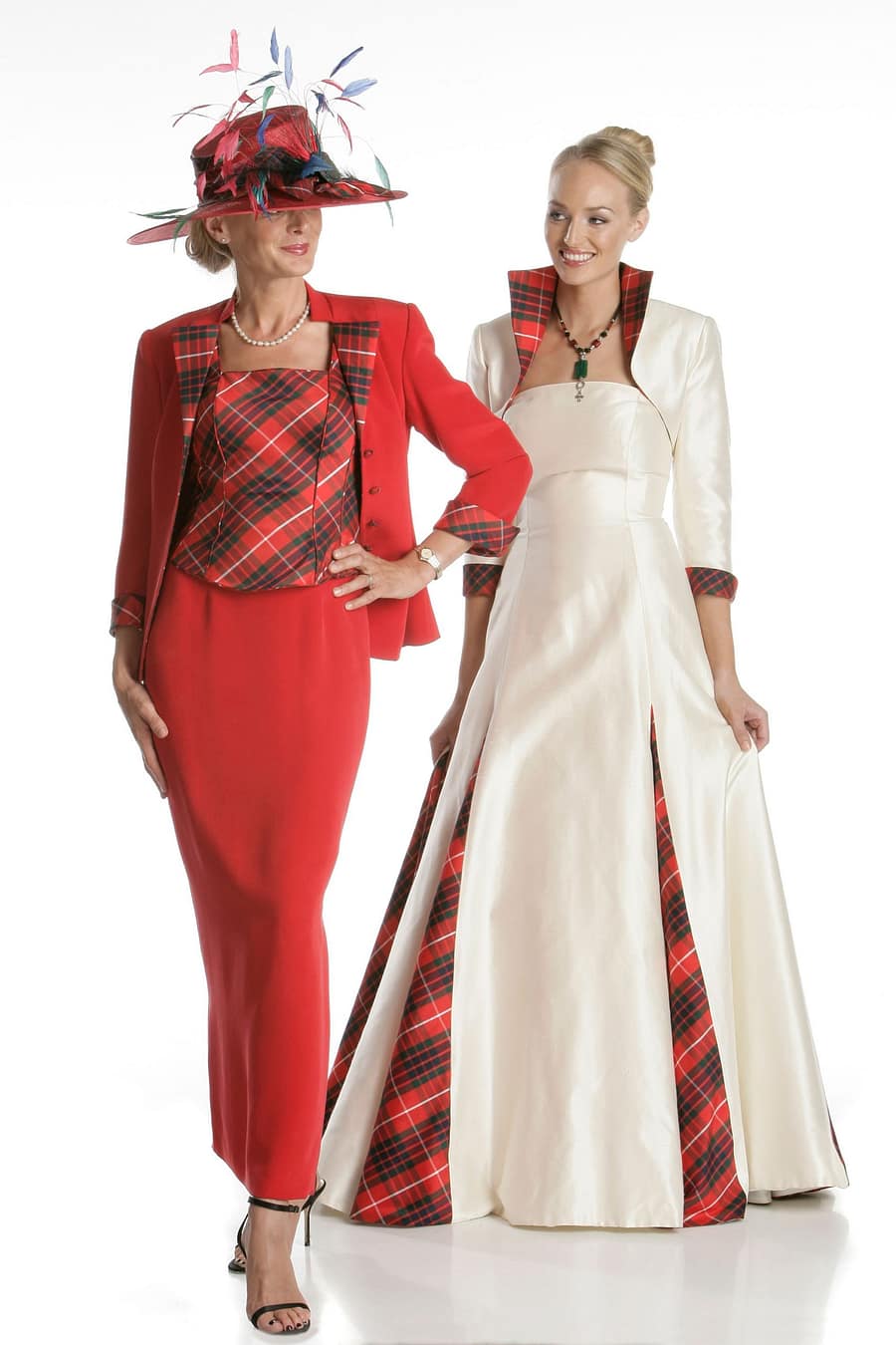 Skye Tartan Wedding Dress and Mother of the Bride/ Groom outfit