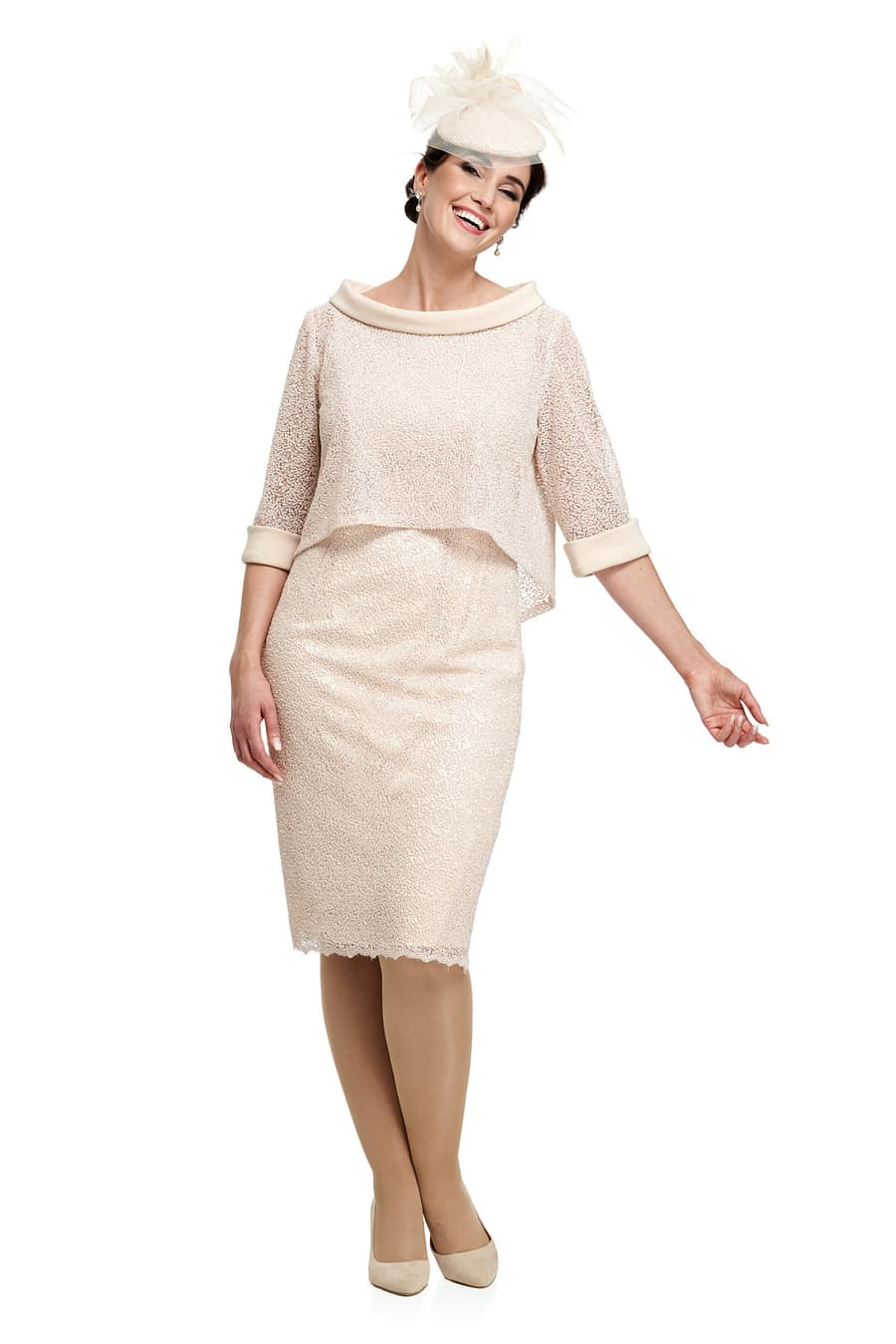 Trapeze Cropped Jacket Over Sparkle Fitted Dress