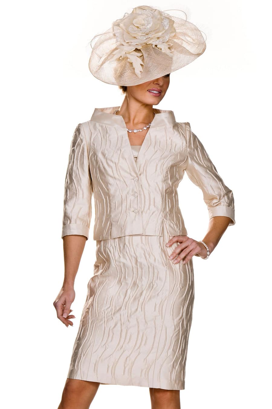 Joyce Young mother of the bride dress and short cropped jacket non traditional non frumpy