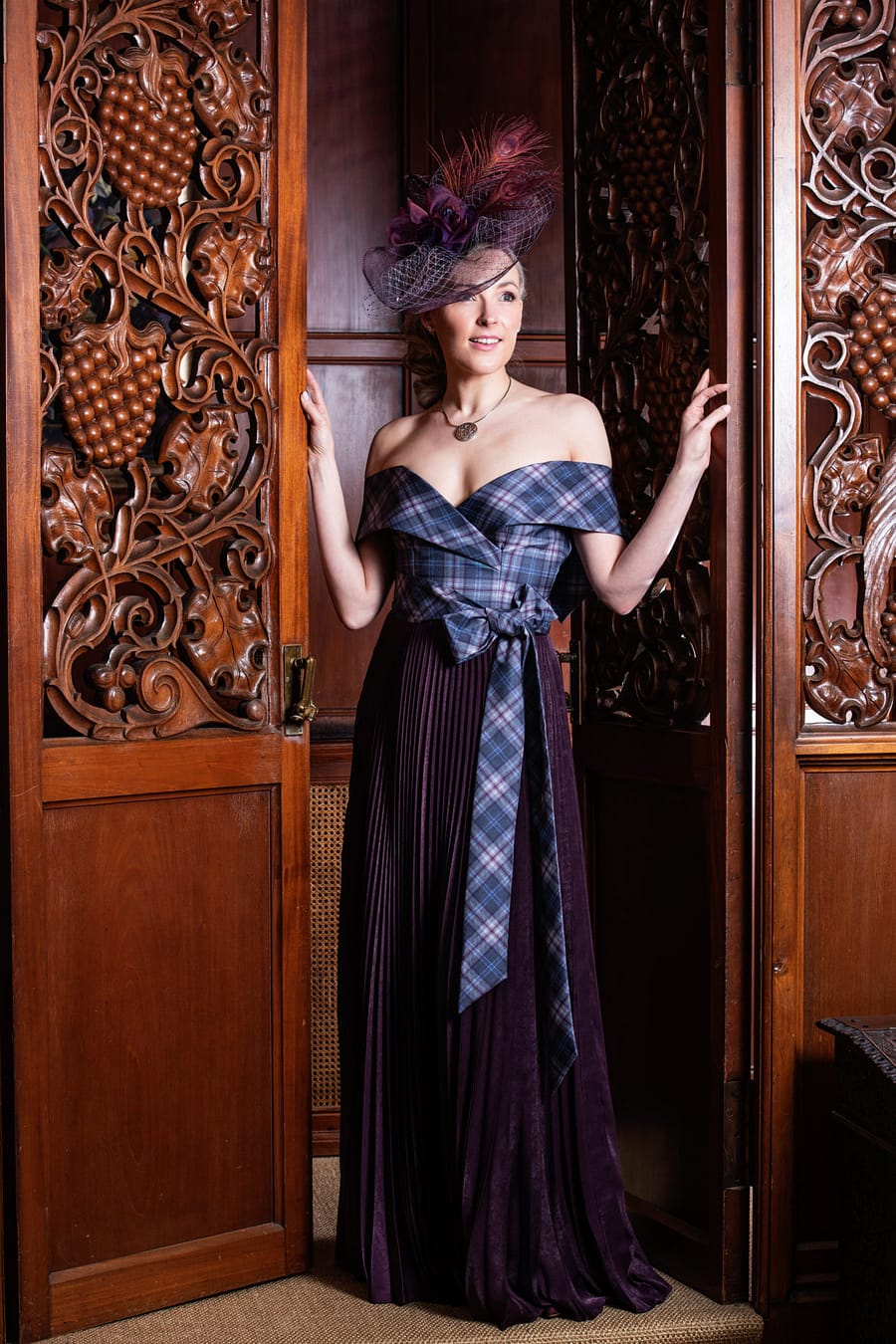 Elegant tartan evening dress