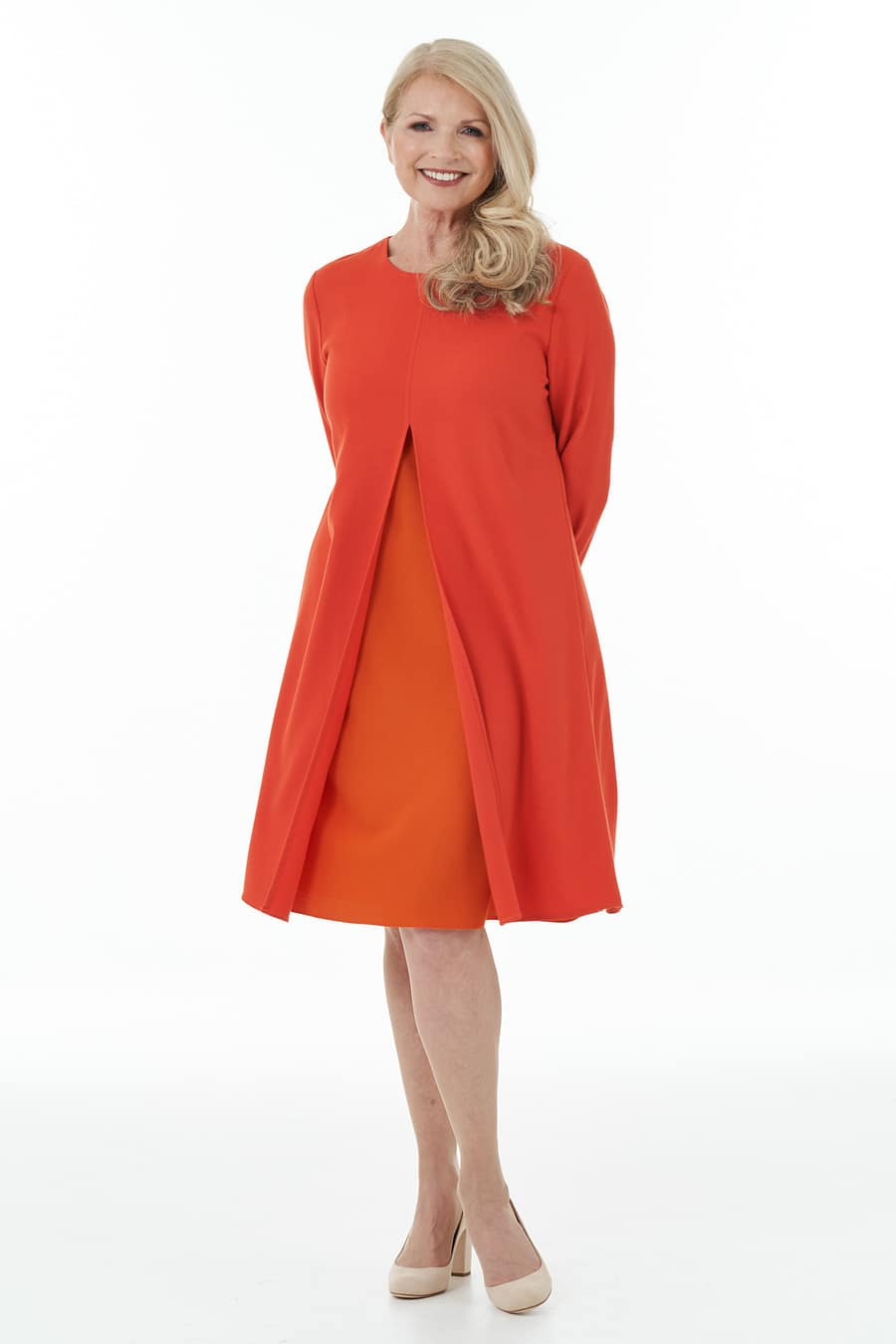 Orange and Mandarin Open front contrast dress