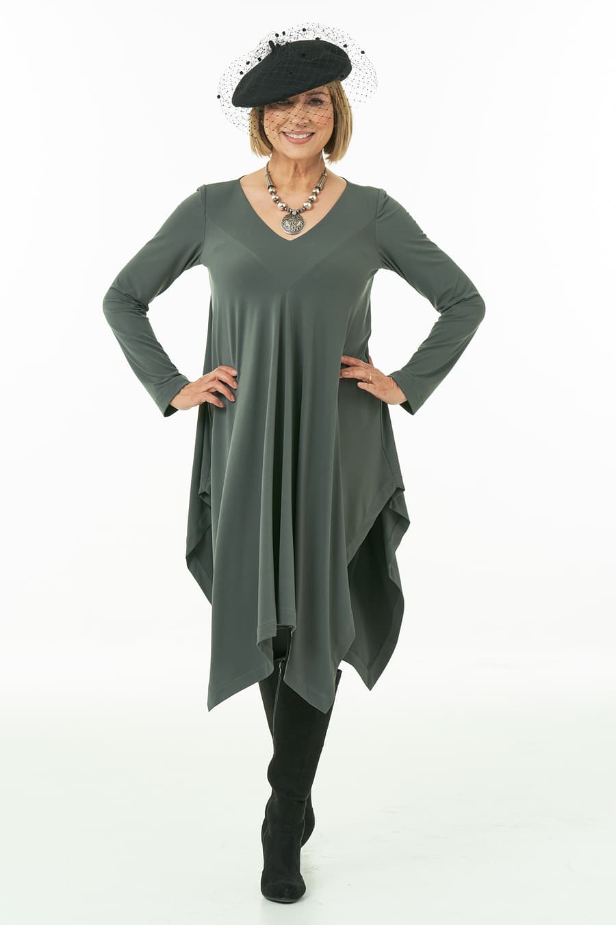 Olive Handkerchief Hem Tunic