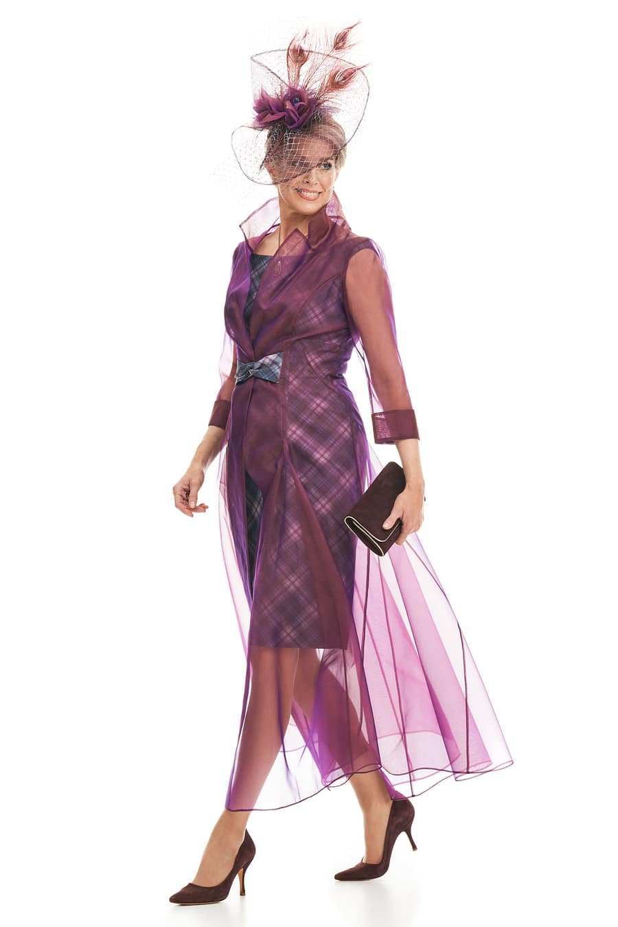 Organza Coat Over Short Tartan Dress