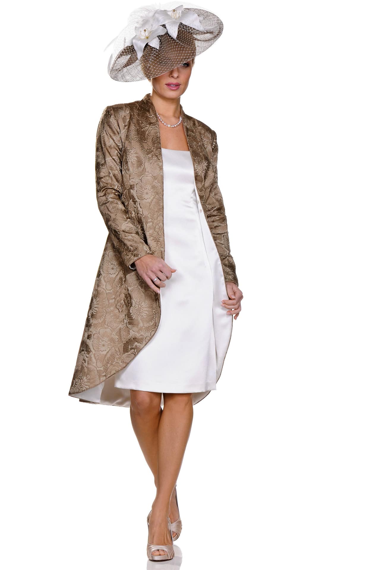 Mother of the Bride short dress and long sleeve coat elegant bespoke